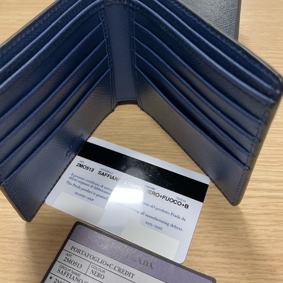 Prada Black Saffiano Stripe Leather Wallet  2MO513 2EGO F0UDN 00 P101 - Picture 2 of 2